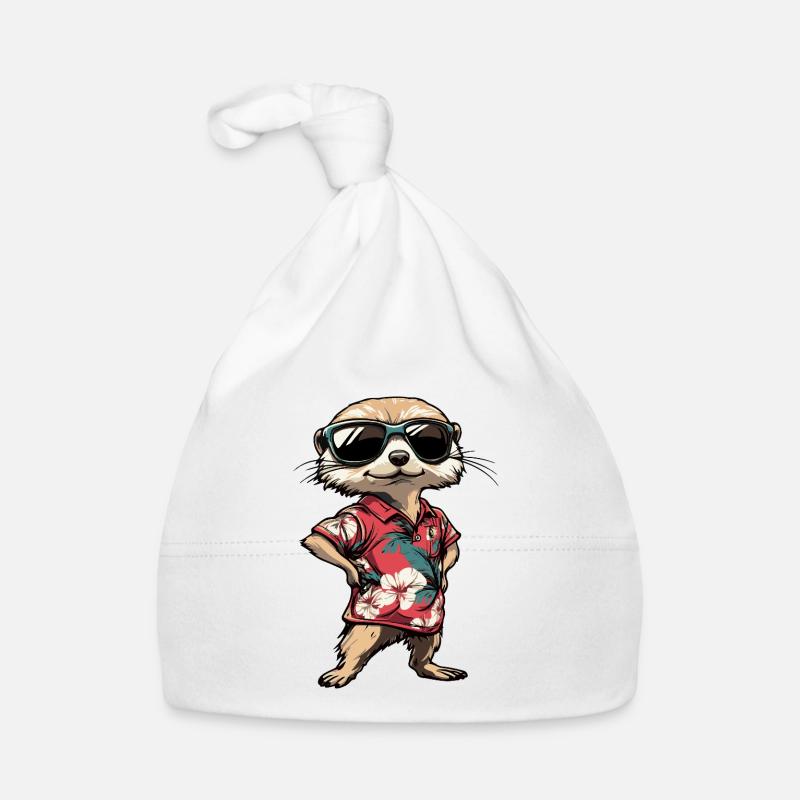 Erdmännchen Lustig Sommer - Baby Bio-Mütze - Weiß