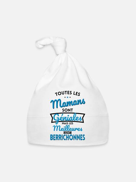 Mamans géniales les meilleures sont Berrichonnes - Bonnet bio Bébé - blanc - Devant