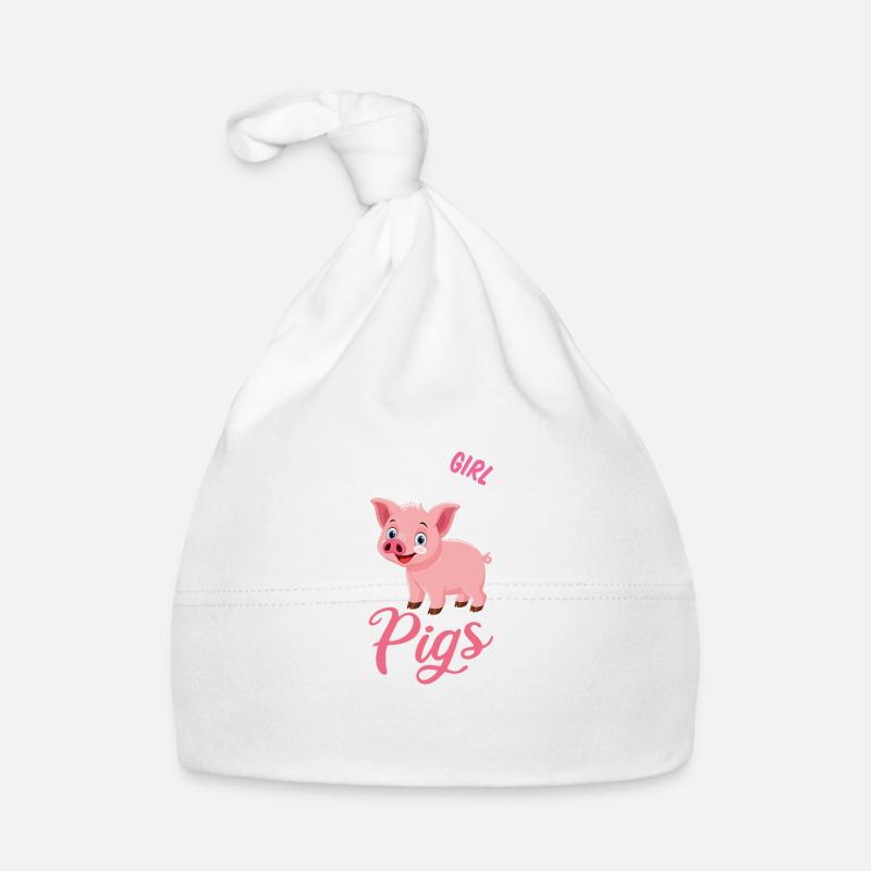Schwein Mädchen Pink Süß Liebe Geschenkidee - Baby Bio-Mütze - Weiß