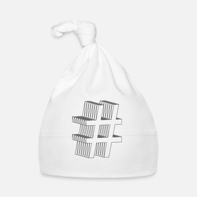 Hashtag # - Organic Baby Cap - white
