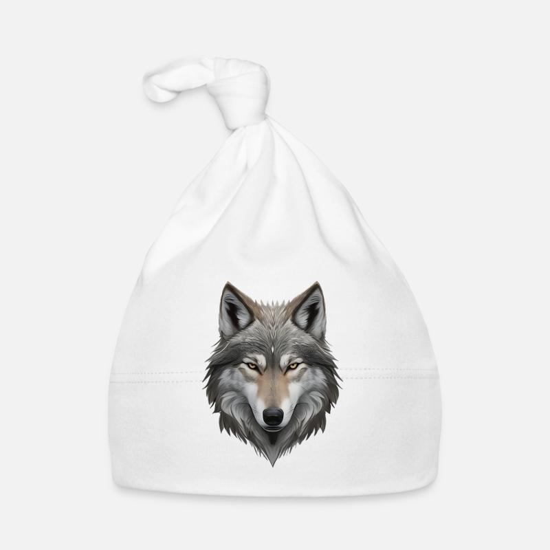 Wolfskopf - Baby Bio-Mütze - Weiß