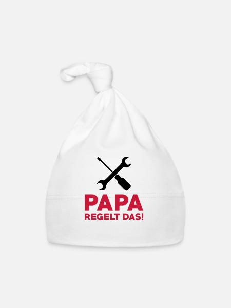 Papa regelt das - Baby Bio-Mütze - Weiß - Vorne