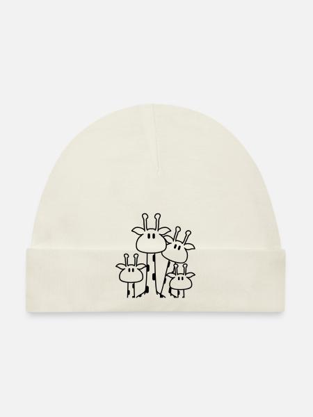 Cute giraffe family 2 children mom dad giraffe - Organic Baby Cap - white - Front