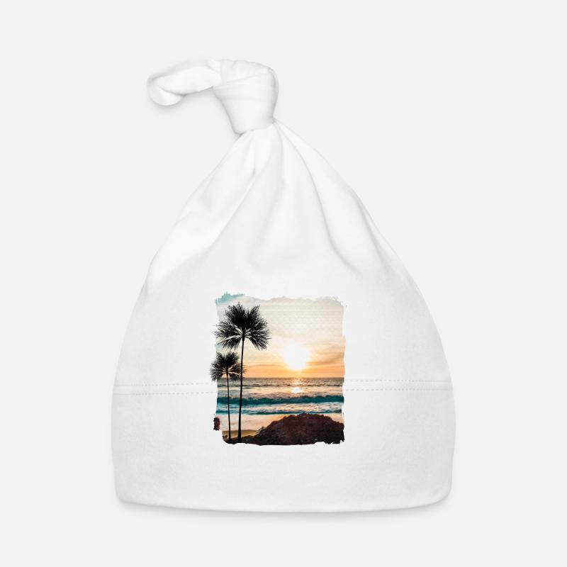 Sunset with palm trees Organic Baby Cap