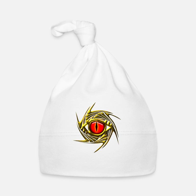 Oeil de dragon, Dragon Eye, dragoneye - Bonnet bio Bébé - blanc