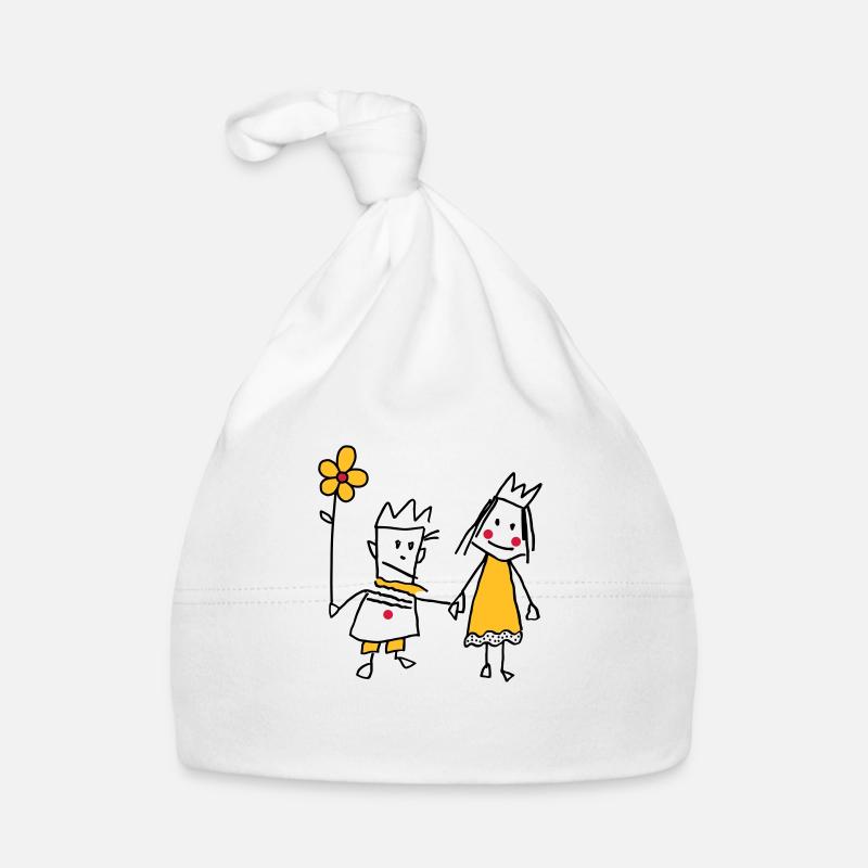 Stick figure in love Queen Flower Valentine's Day Organic Baby Cap
