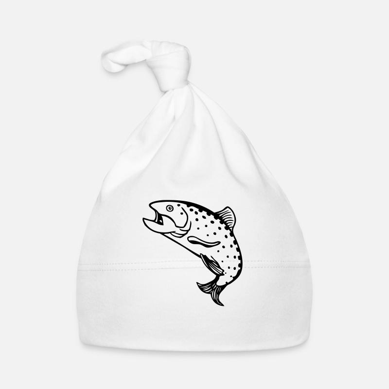 dessin pêcheur Truite saumon poisson pêche fun Bonnet bio Bébé