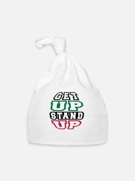 get up stand up - Bonnet bio Bébé - blanc - Devant