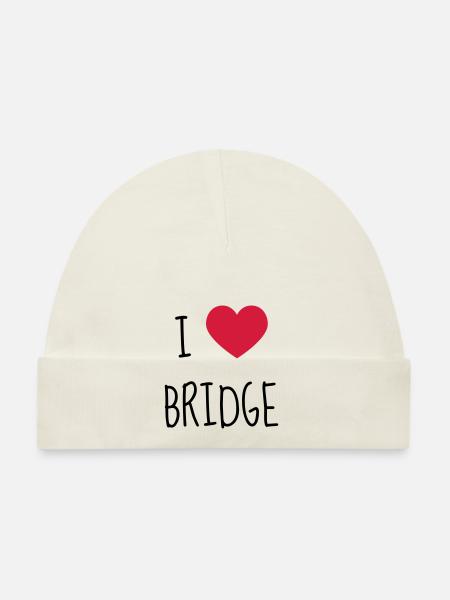 bridge / bridgeur / bridgeuse / cartes - Bonnet bio Bébé - blanc - Devant