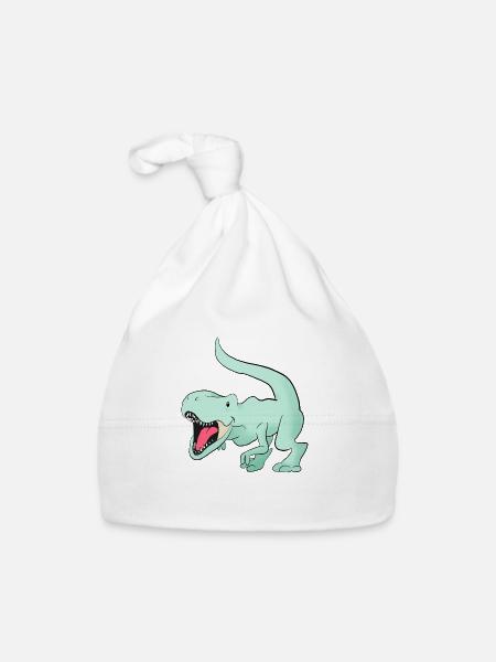cute mint green t rex dinosaur - Organic Baby Cap - white - Front