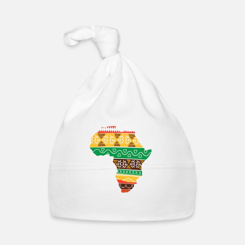Afrique Carte continent Reggae Rouge Jaune Vert Rasta - Bonnet bio Bébé - blanc