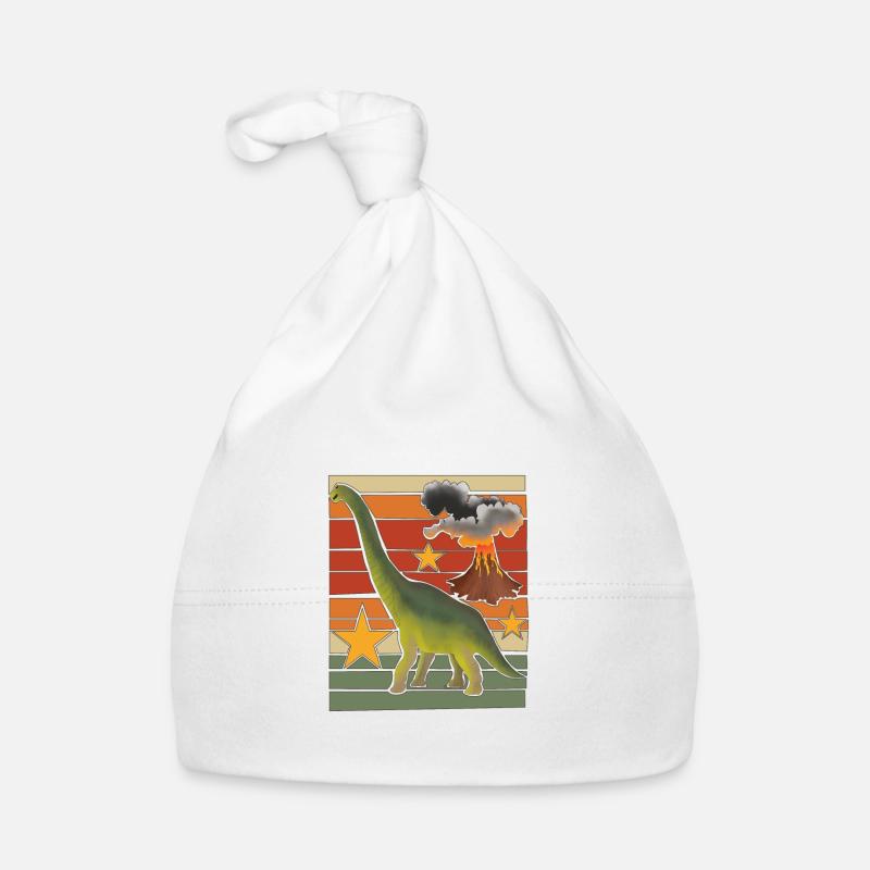 Dino und Vulkan Retro Baby Bio-Mütze