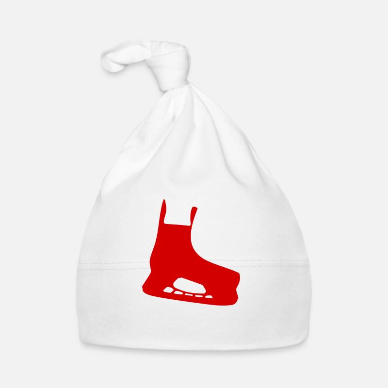 Schlittschuh rot - Baby Bio-Mütze - Weiß