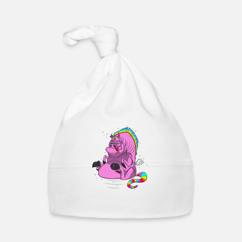 Cochon licorne avec des ailes - Bonnet bio Bébé - blanc