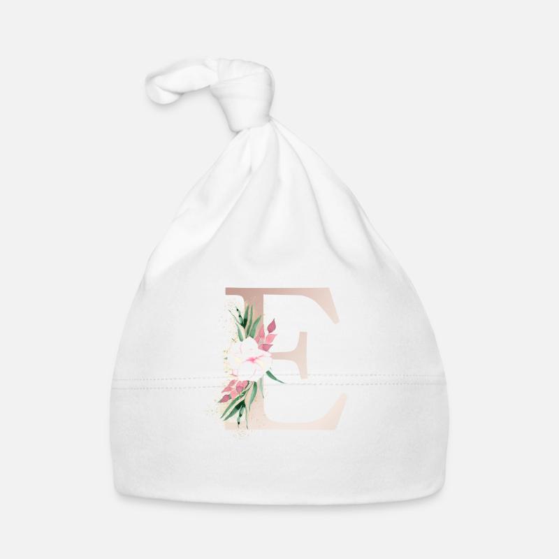 Customizable Monogram E Floral Organic Baby Cap