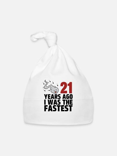 Vor 21 Jahren war ich der Schnellste - Baby Bio-Mütze - Weiß - Vorne