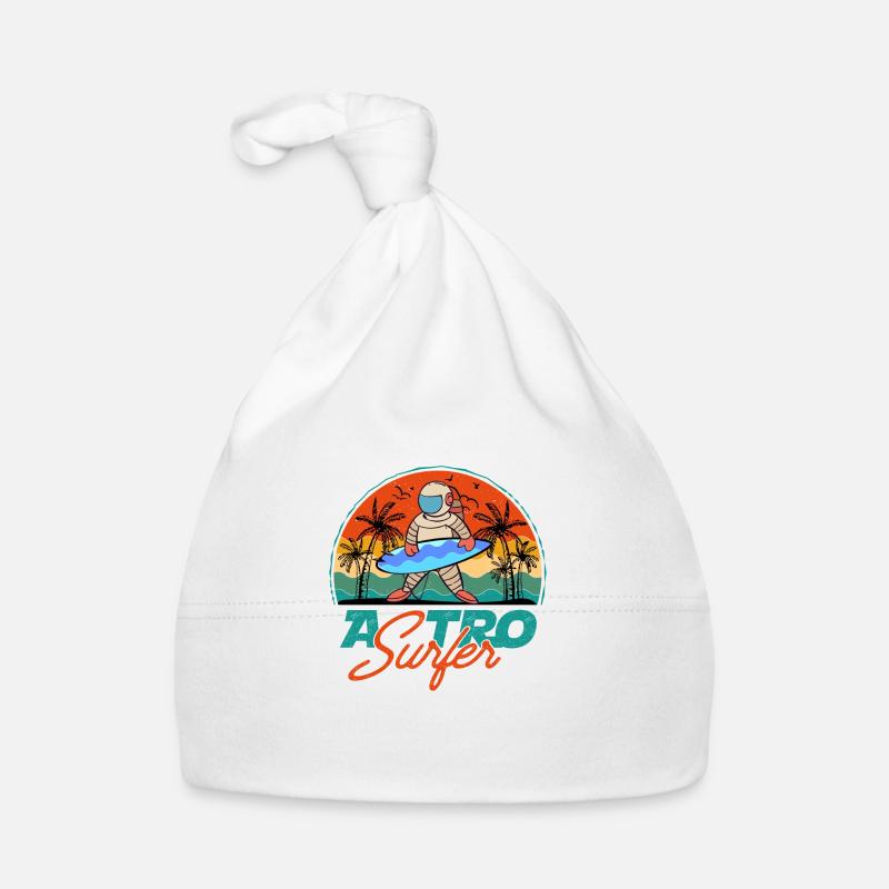 Astrosurfer Funny Astronaut Surfer Beach Planche de surf - Bonnet bio Bébé - blanc