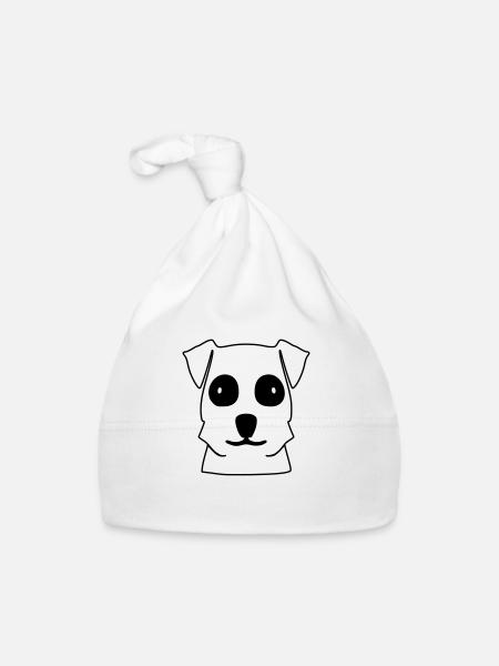 Dog Head Terrier Dog Motif - Organic Baby Cap - white - Front