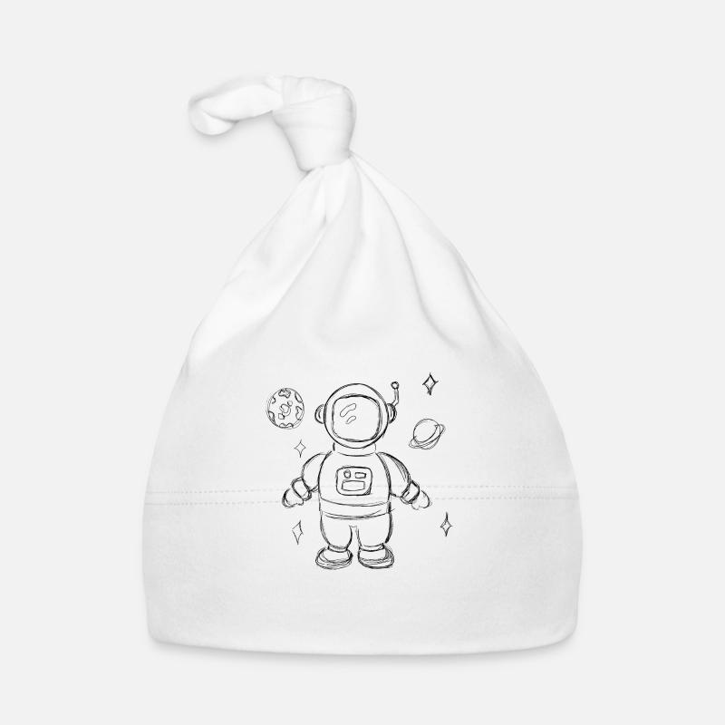 Astronaut hand drawn kids design Organic Baby Cap