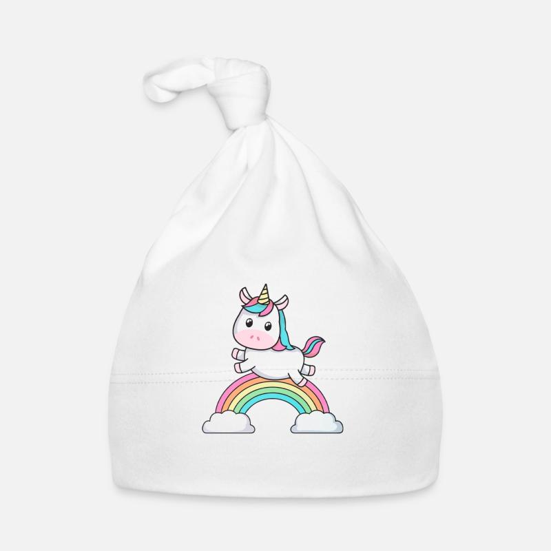 Licorne mignonne avec/sur Ratisbonne - Bonnet bio Bébé - blanc