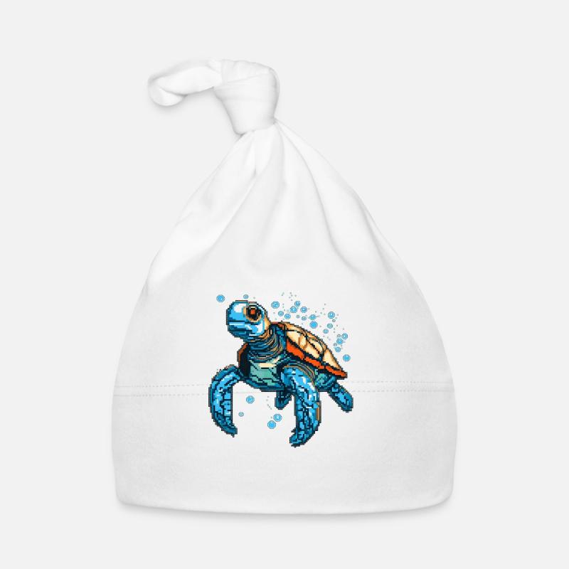Turtle is made up of pixels Organic Baby Cap