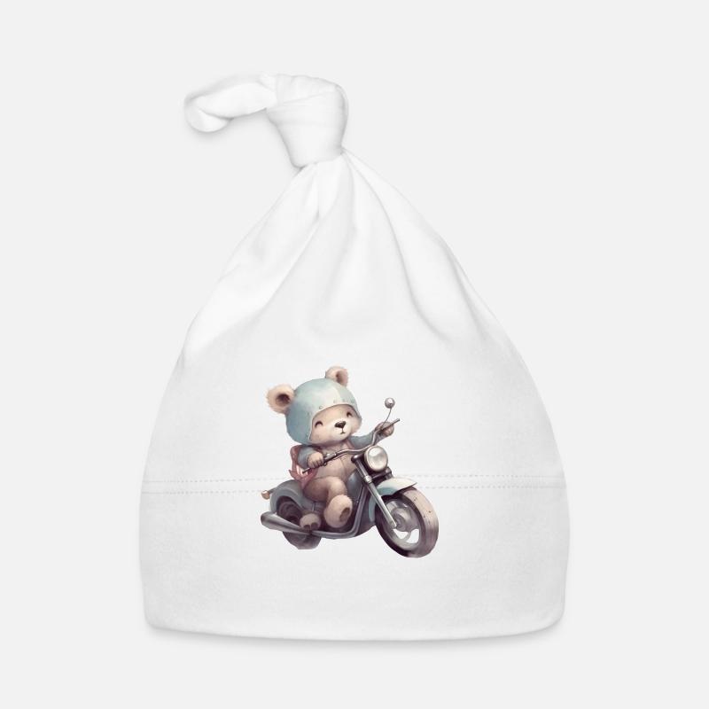 Teddy Bear Motorcycle Organic Baby Cap