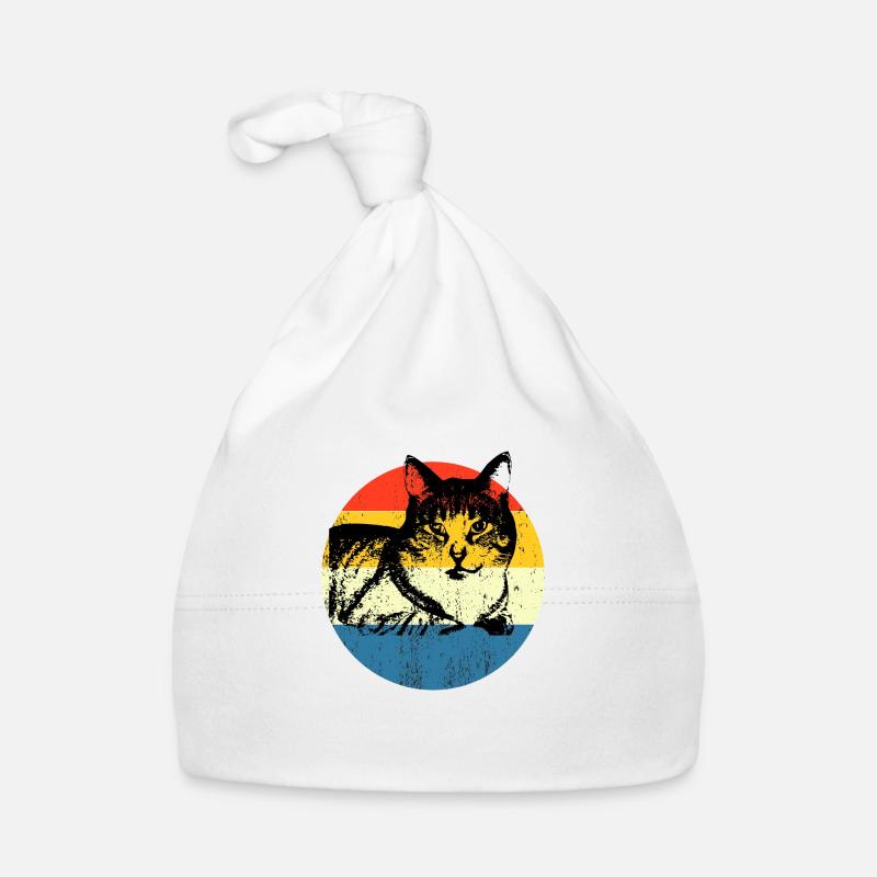 Retro Vintage Mignon Cat Sunset Design Bonnet bio Bébé