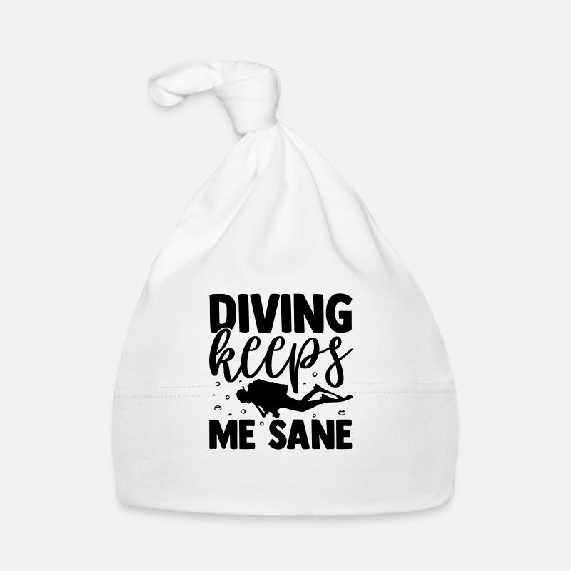 Tauchen Spruch - Diving keeps me sane - Baby Bio-Mütze - Weiß