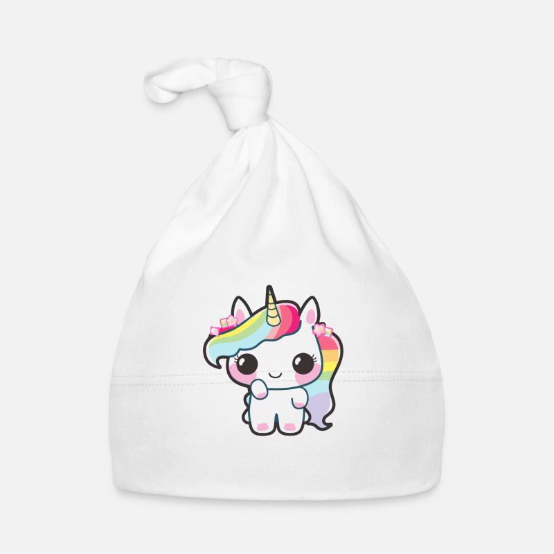 Bébé Licorne avec crinière arc-en-ciel Bonnet bio Bébé