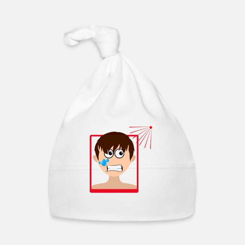 Mann, der während der Hitzewelle schwitzt Baby Bio-Mütze