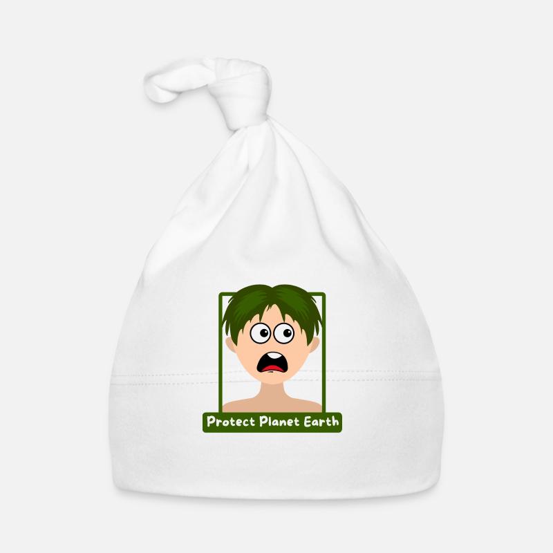 A boy asks to Protect Planet Earth Organic Baby Cap