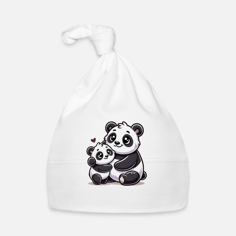Loving Panda Parent with Child Baby Bio-Mütze