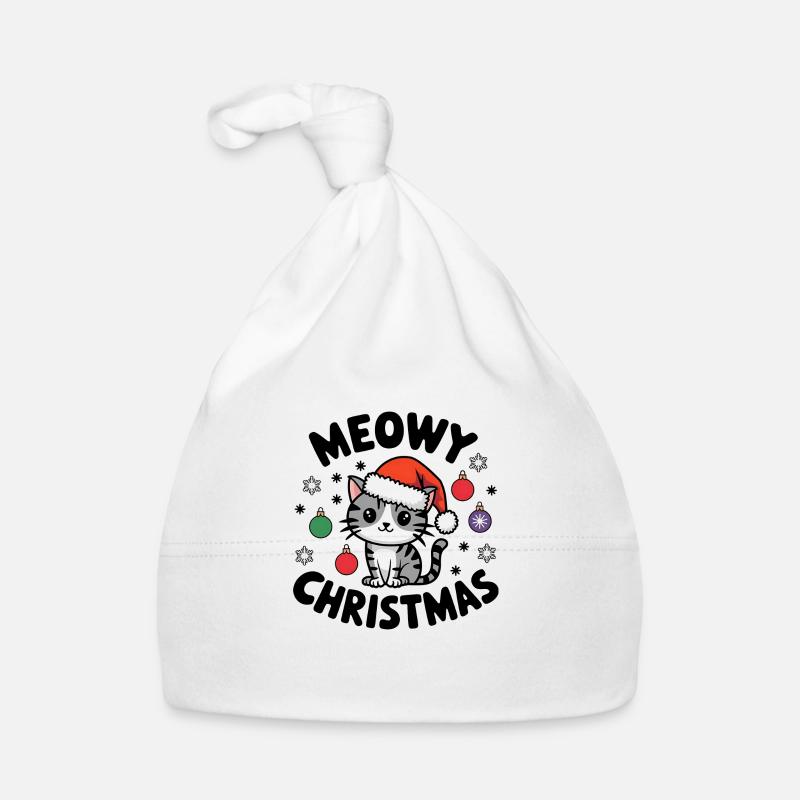 Meowy Christmas - Chat Festif et Mignon Bonnet bio Bébé
