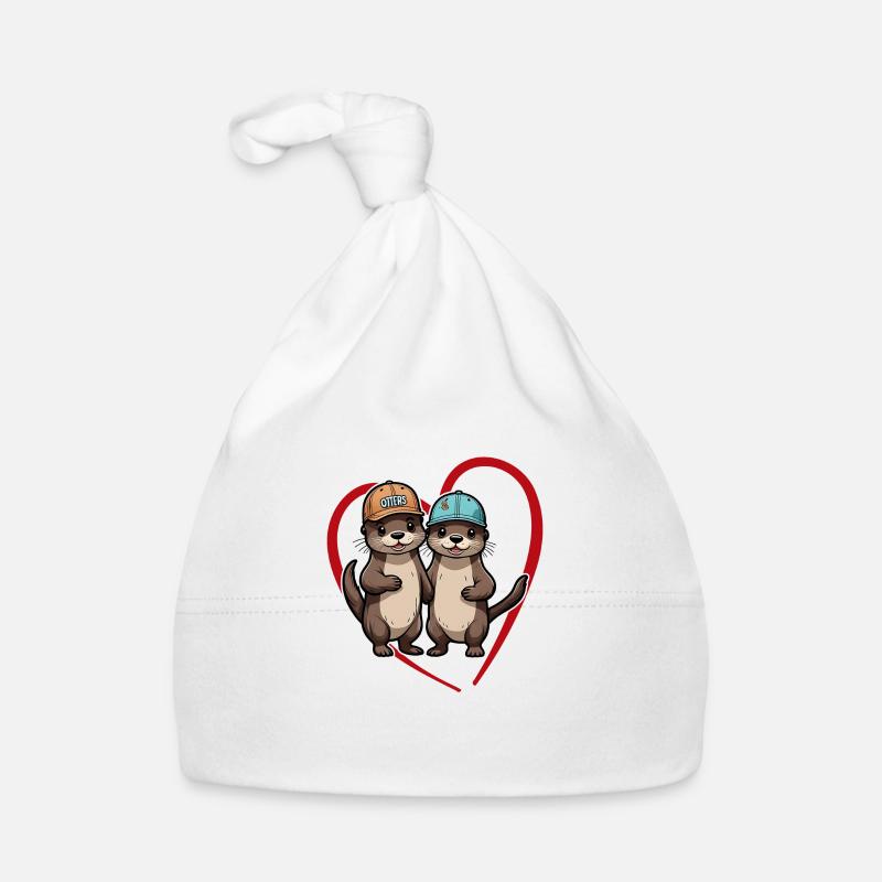 Two Cute Otter Buddies Buddies Forever Organic Baby Cap