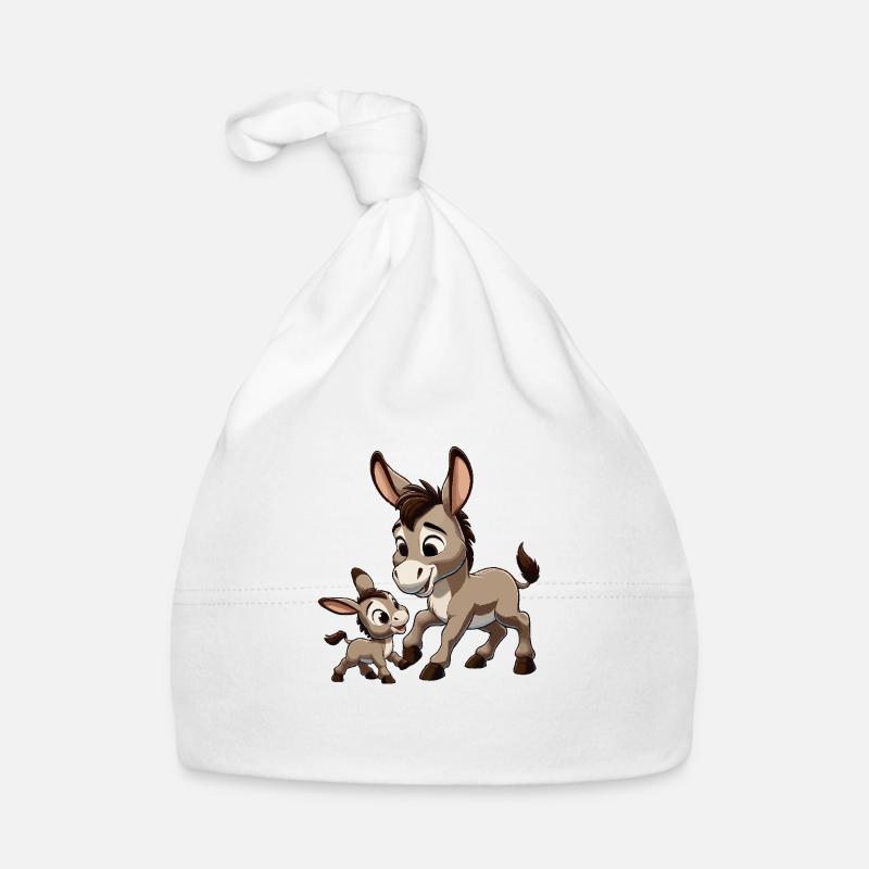 Mère âne avec enfant gris Bonnet bio Bébé