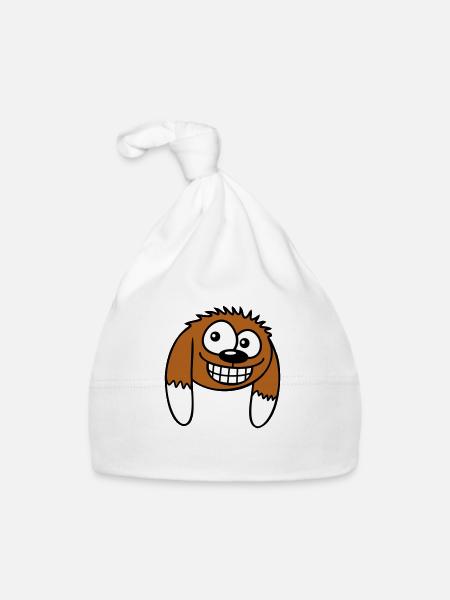 Dog looks funny grin happy smile fun - Organic Baby Cap - white - Front