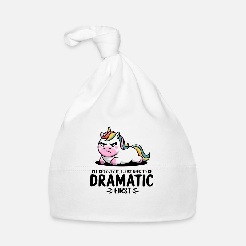 Dramatic Unicorn - Organic Baby Cap - white