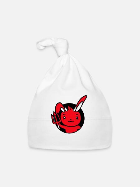 Bunny Devil Demon Evil Satan Hell Trident Costume - Organic Baby Cap - white - Front