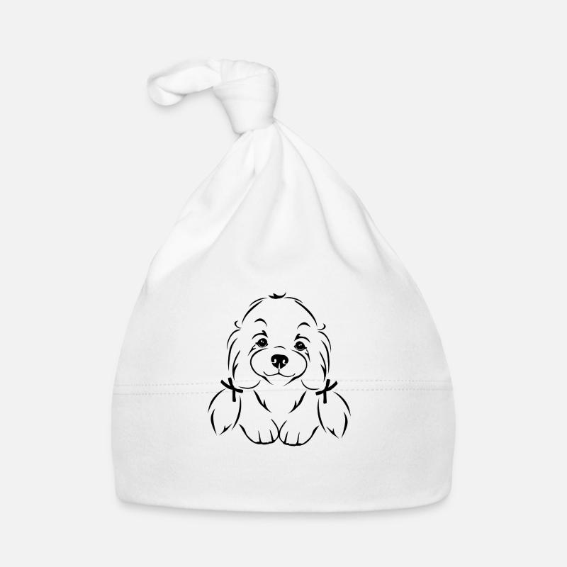 Portrait de chien maltais mignon esquissé Bonnet bio Bébé