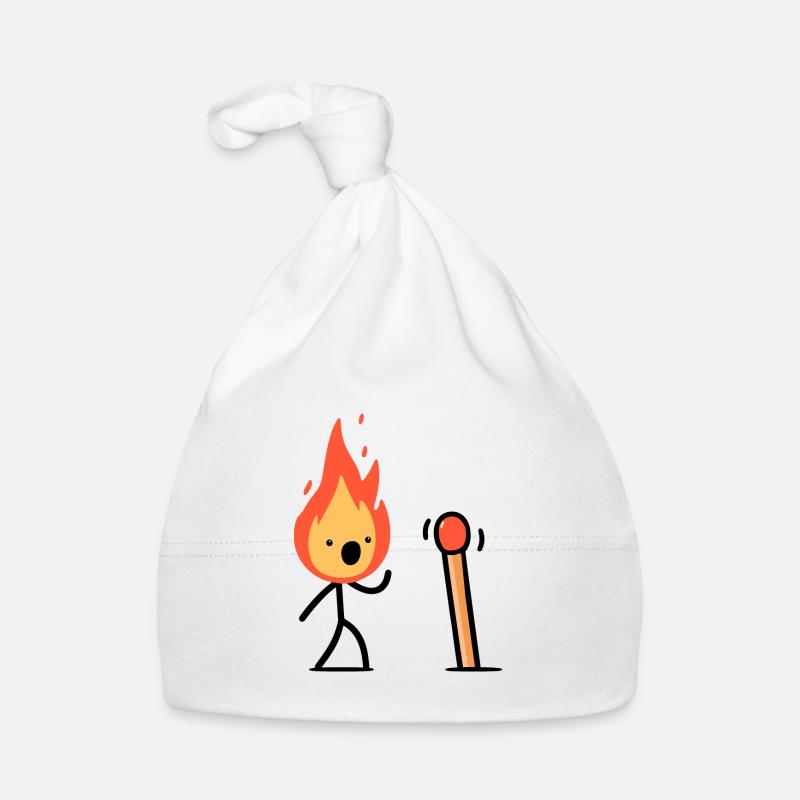 Stick Figure Fire Devil Fire Head Match Organic Baby Cap