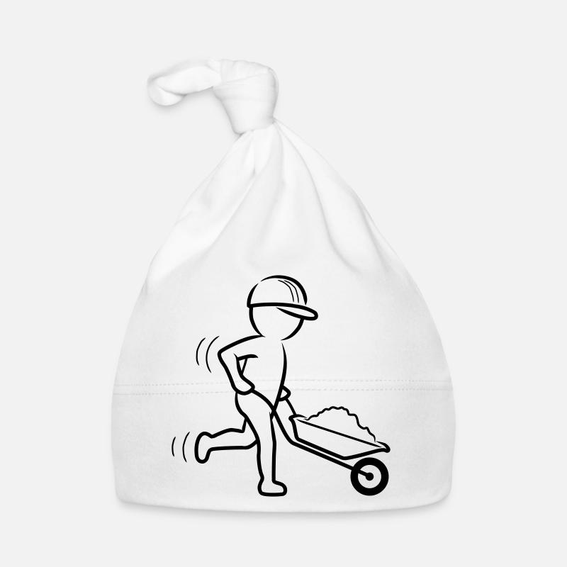 Bauarbeiter mit Schubkarre Baby Bio-Mütze