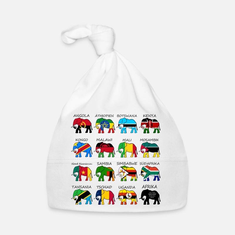 ELEFANTS AFRIQUE AVEC DRAPEAUX Bonnet bio Bébé