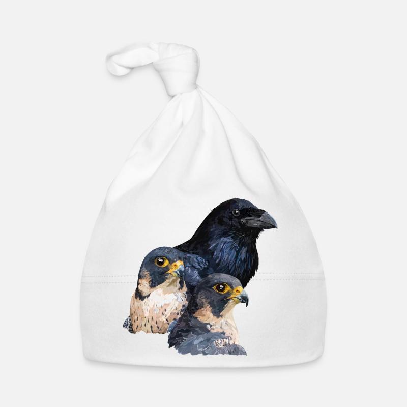 Corbeau et faucons - Bonnet bio Bébé - blanc