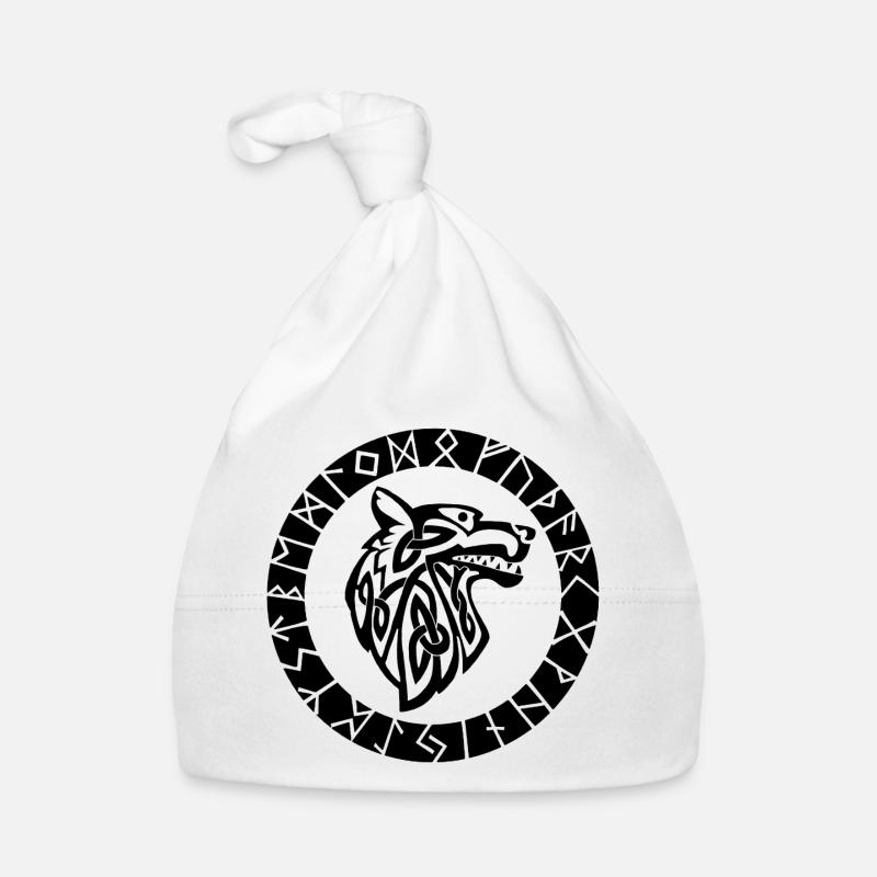 Wikinger-Emblem des schwarzen Wolfes Baby Bio-Mütze