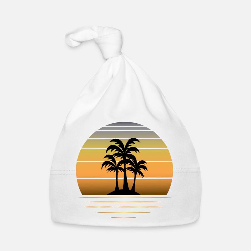 Rêves de vacances: soleil palmiers plage de sable Bonnet bio Bébé