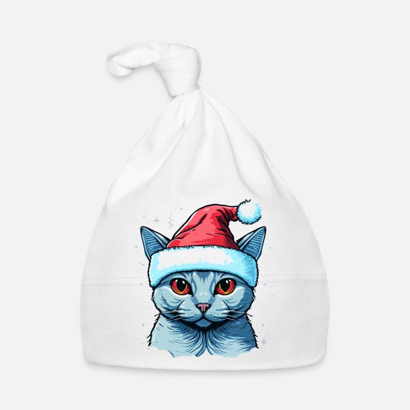 Superbe dessin de chaton de l’Avent, l’idéal - Bonnet bio Bébé - blanc