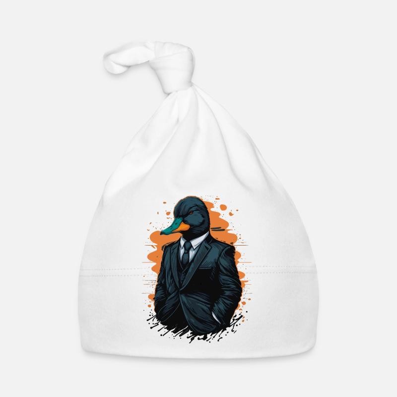 Cooles Artwork einer Ente im Anzug Baby Bio-Mütze