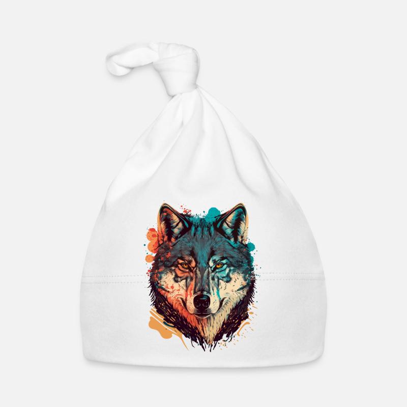 Dessin tendance d’un loup Bonnet bio Bébé