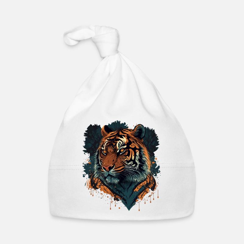 Flat Tiger Design Organic Baby Cap
