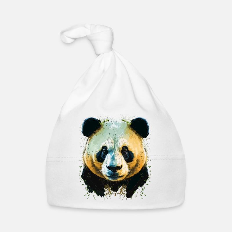 Tête de panda jaune Bonnet bio Bébé